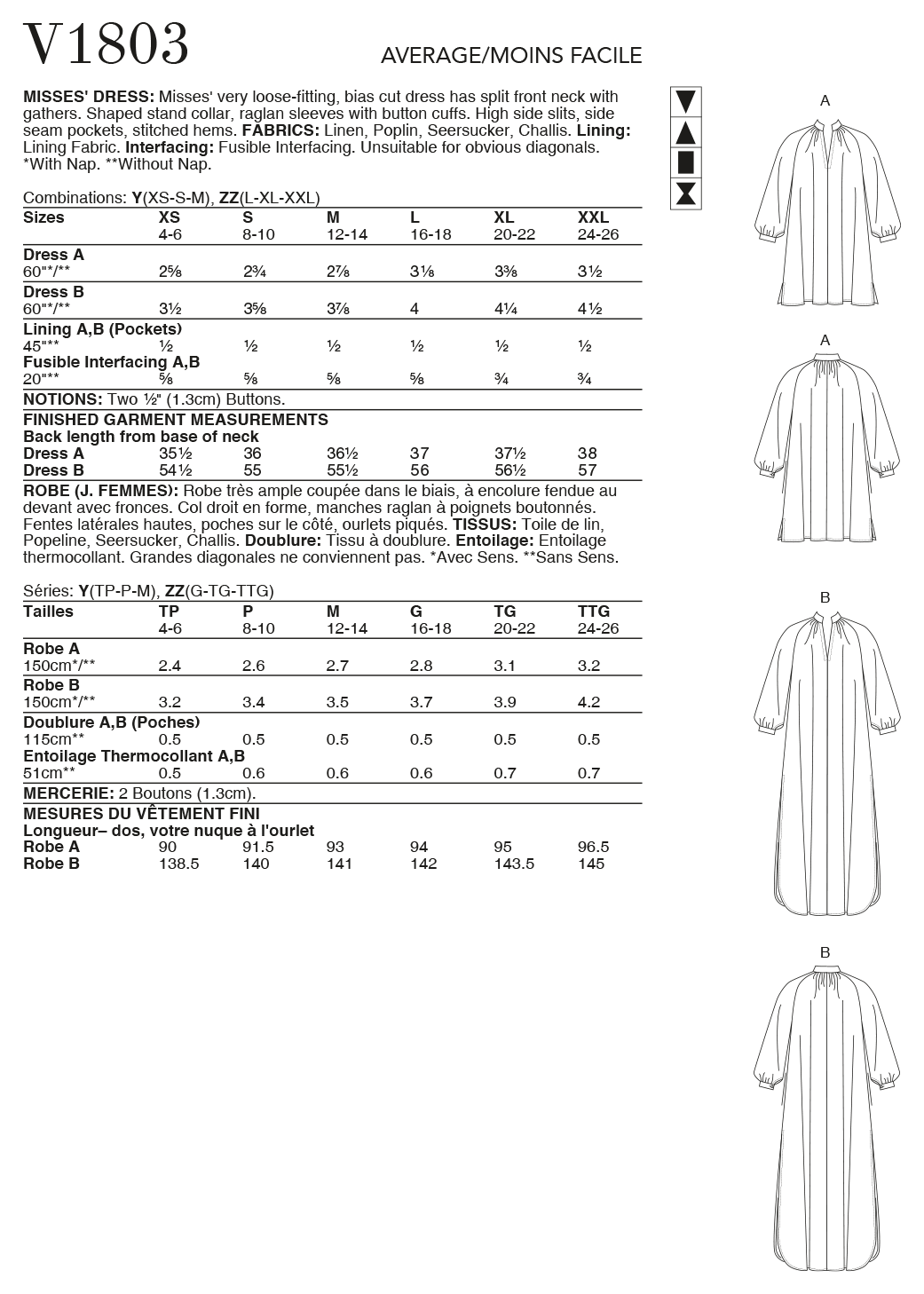 Vogue Patterns V1803 Misses' Dresses