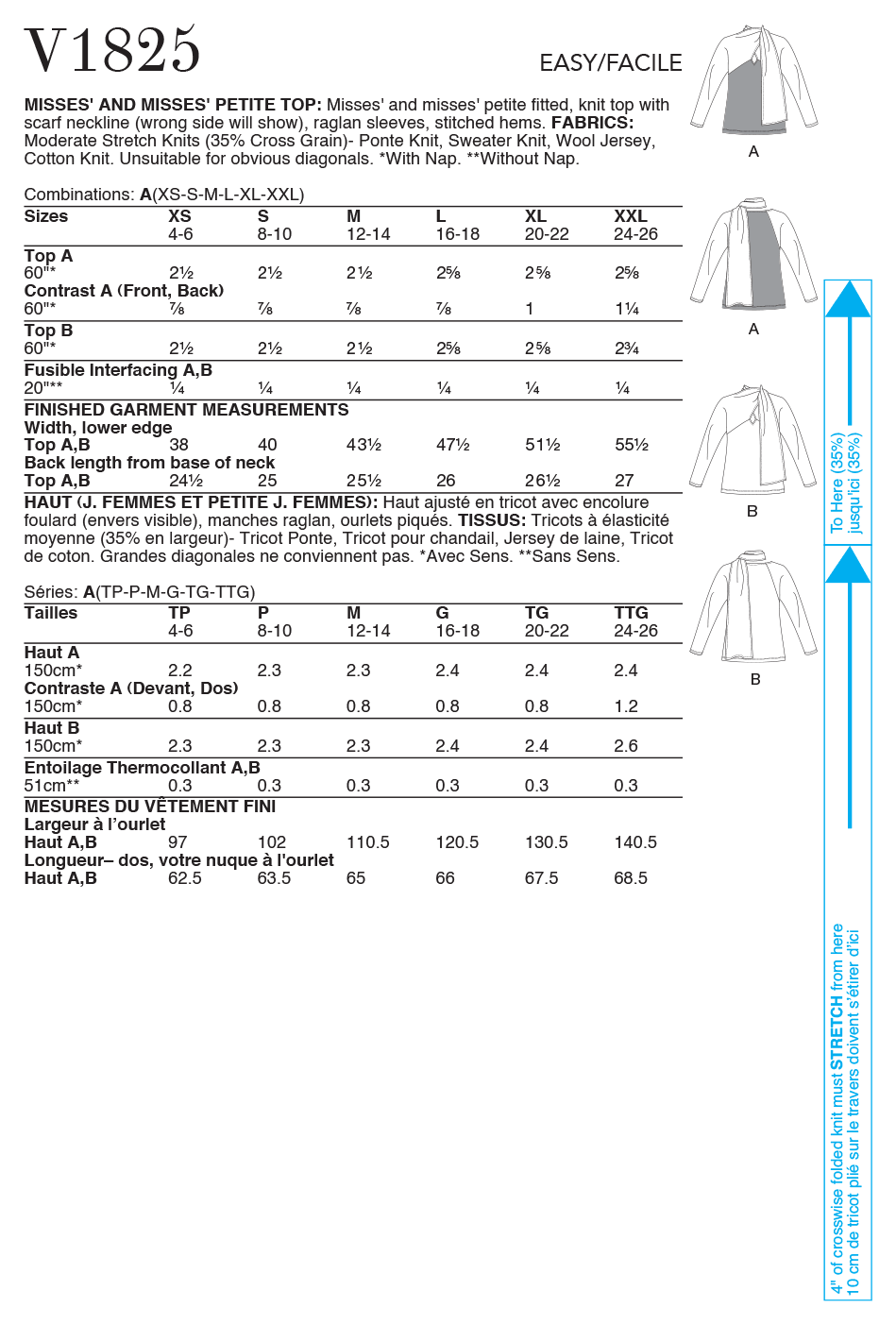 Vogue Patterns V1825 Misses' and Misses' Petite Top