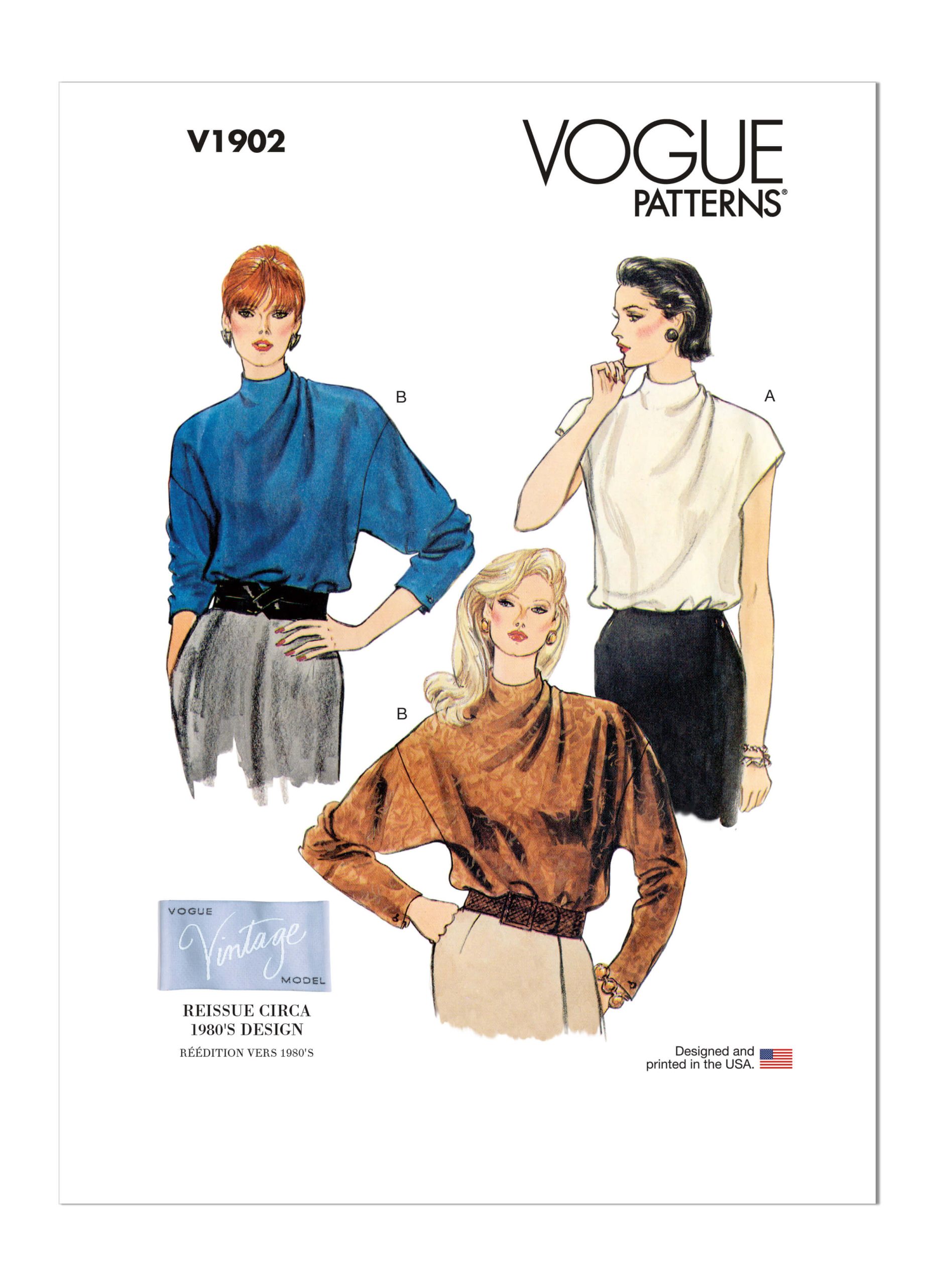 Vogue Patterns V1902 Misses' Blouse 1980s Vintage Vogue