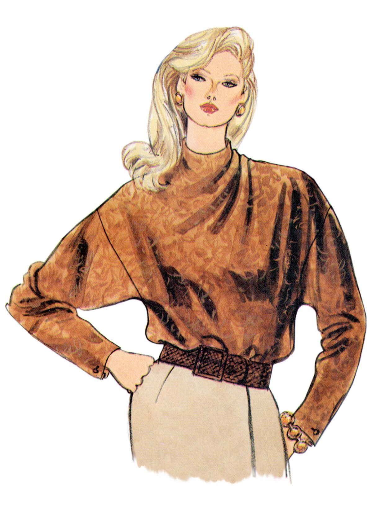 Vogue Patterns V1902 Misses' Blouse 1980s Vintage Vogue