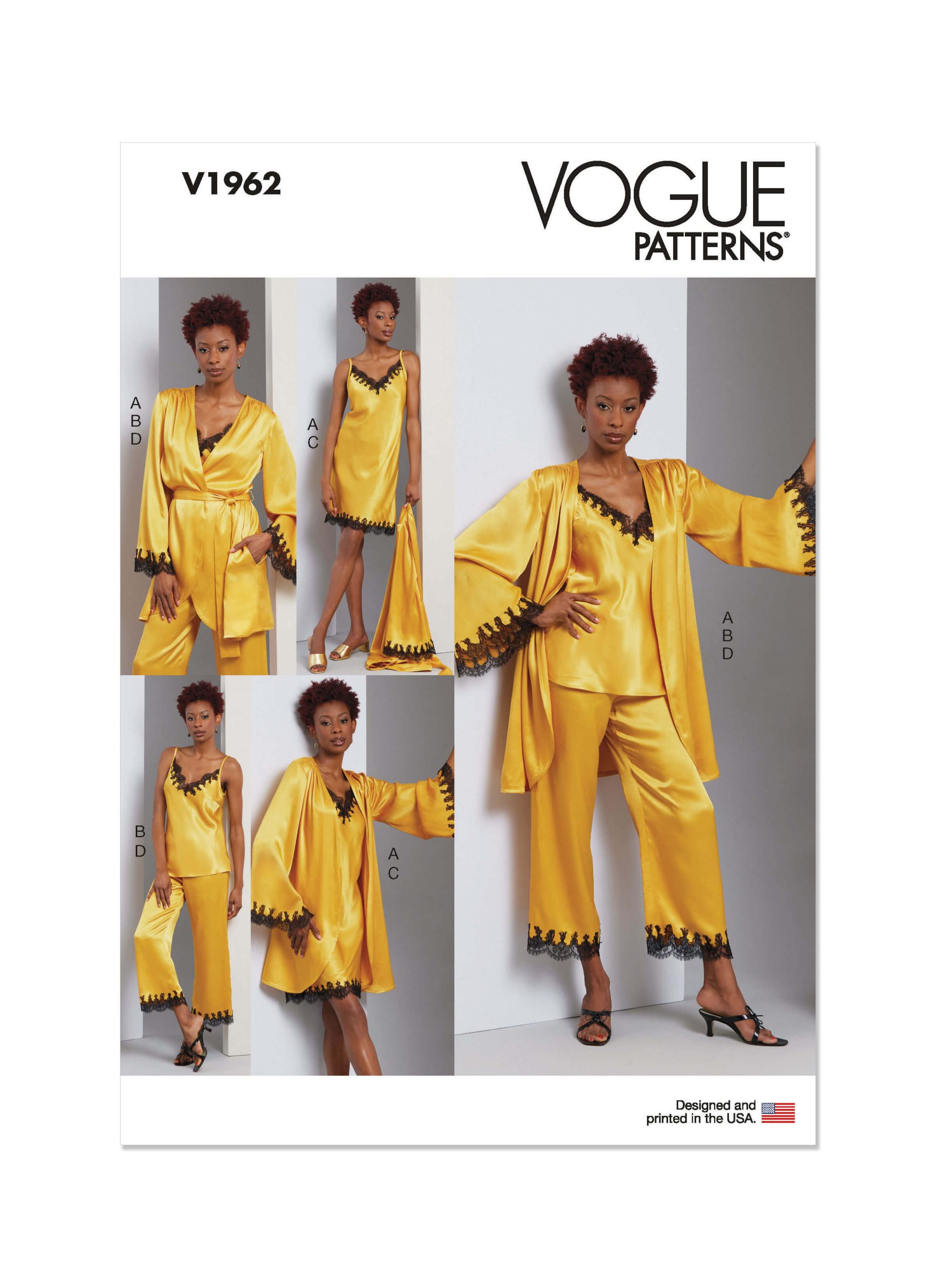 Vogue Patterns V1962 Misses' Robe, Camisole, Slip Dress and Trousers