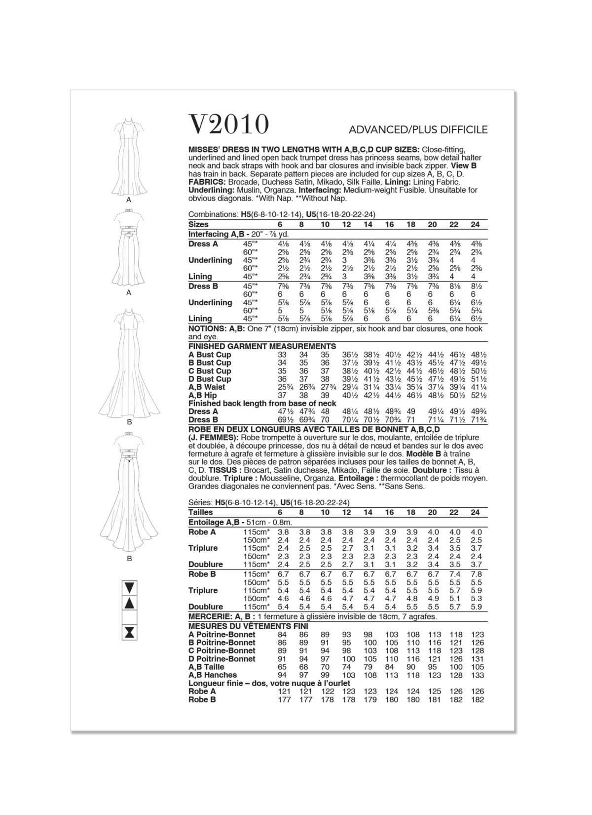 Vogue Patterns V2010 Misses' Dress in Two Lengths