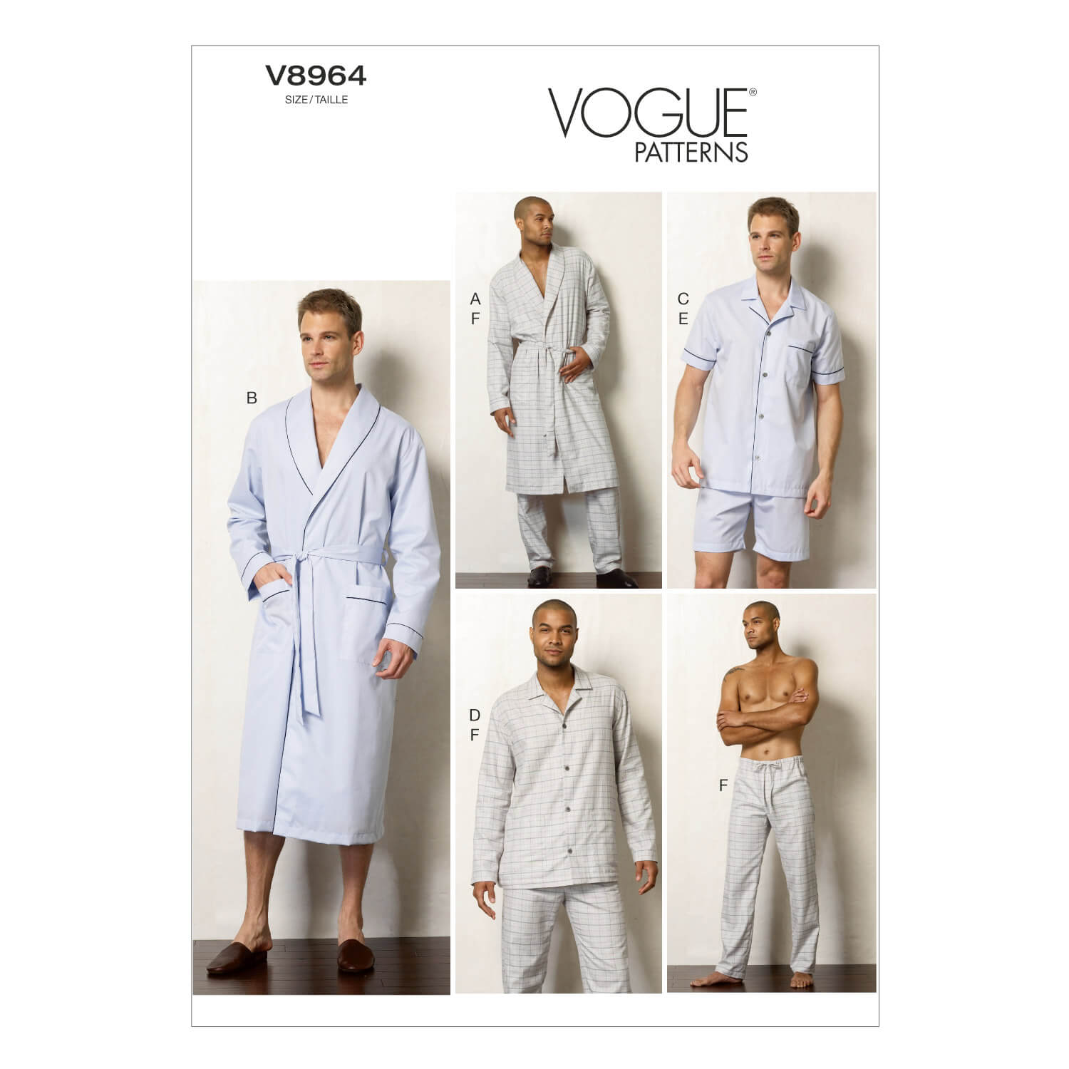Vogue Patterns V8964 Men's Robe, Top, Shorts and Pants