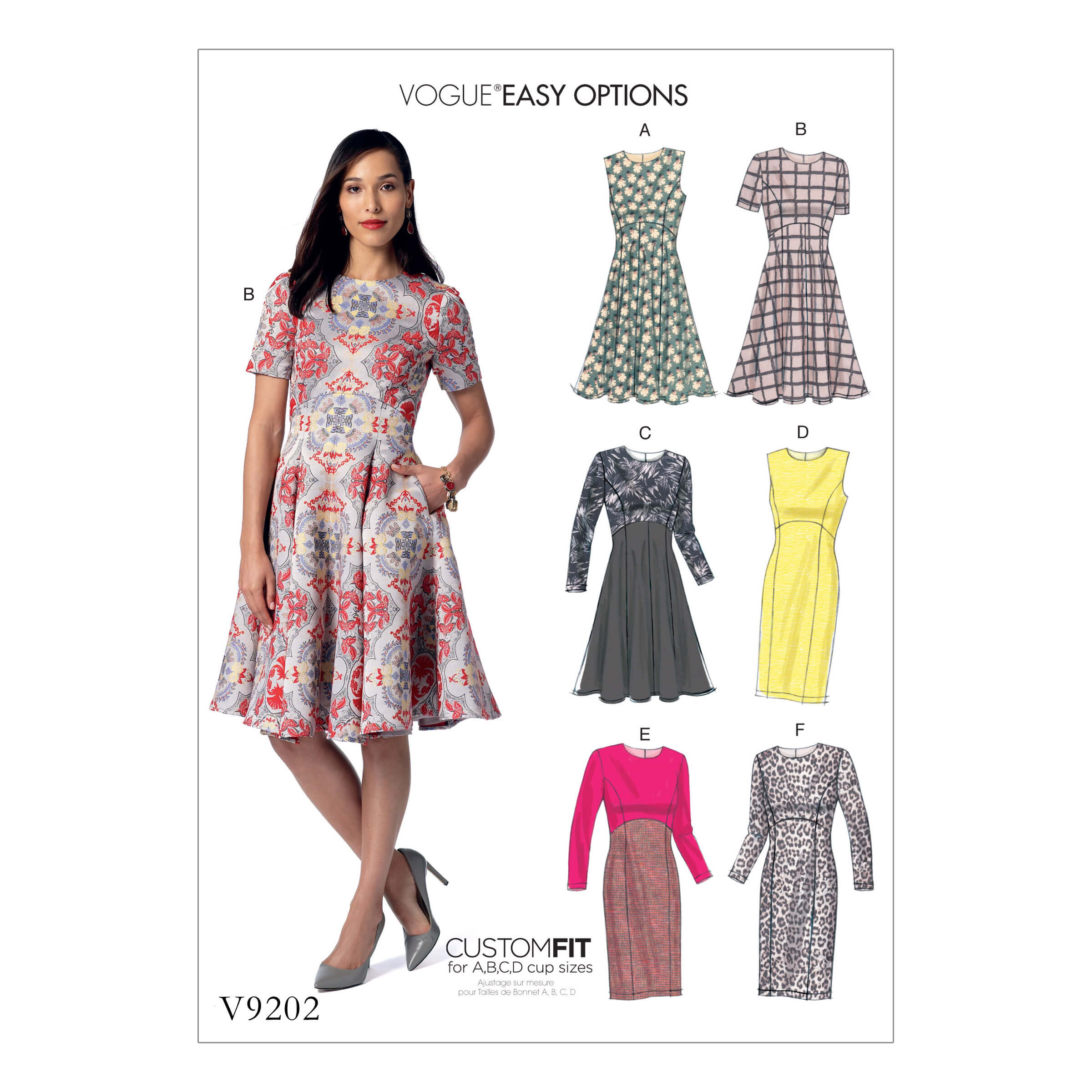 Vogue Patterns V9202 Misses' Dresses with Flared or Straight Skirt Options