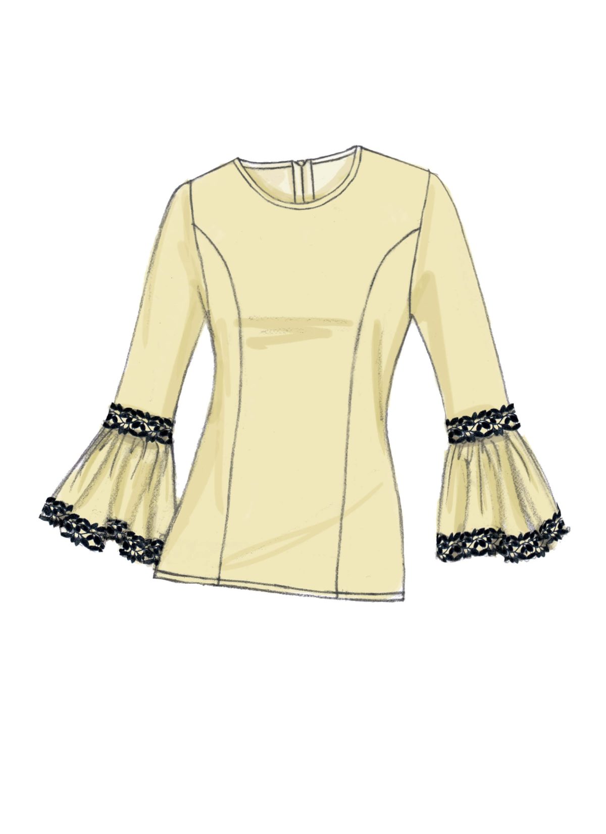 Vogue Patterns V9243 Misses' Princess Seam Tops with Flared Sleeve Variations