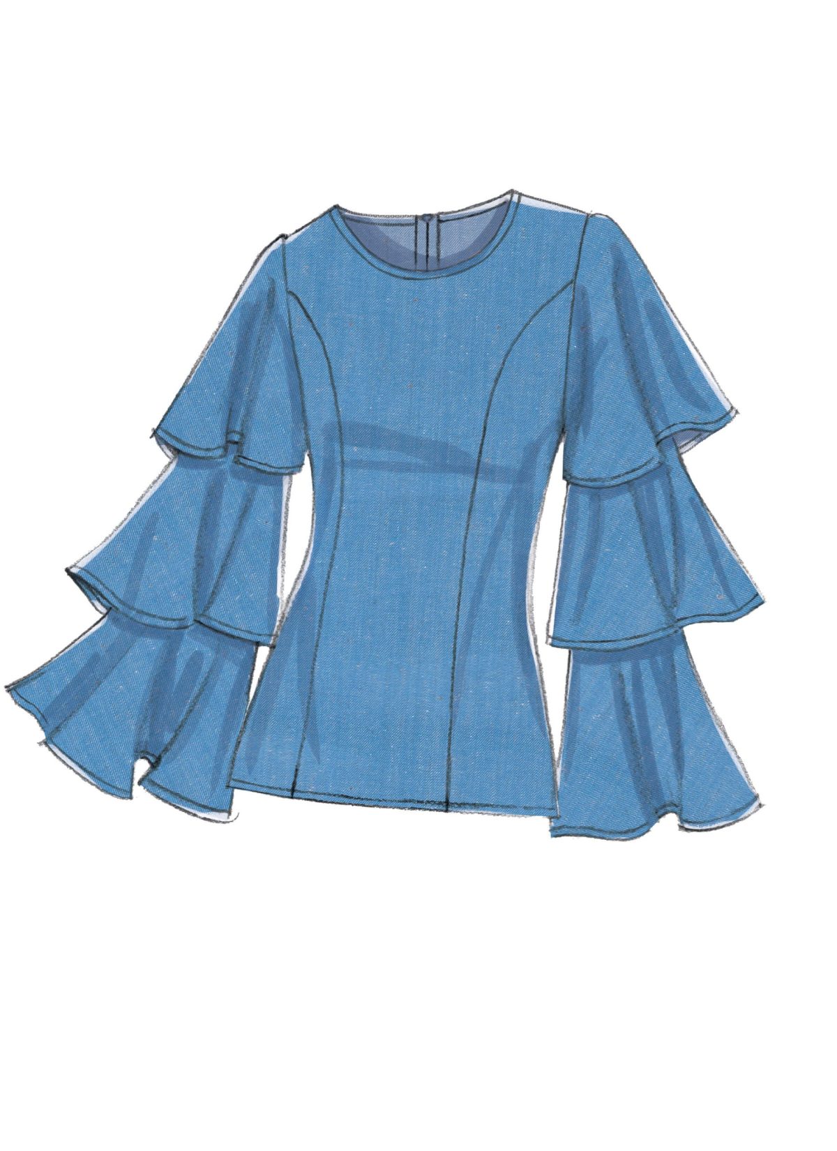 Vogue Patterns V9243 Misses' Princess Seam Tops with Flared Sleeve Variations