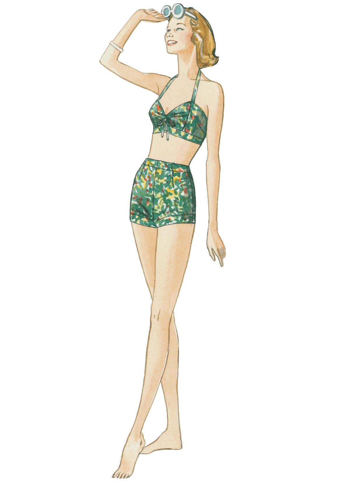 Vogue Patterns V9255 Misses' Lined Halter Bra and Shorts, and Square-Neck Coverup with Pockets