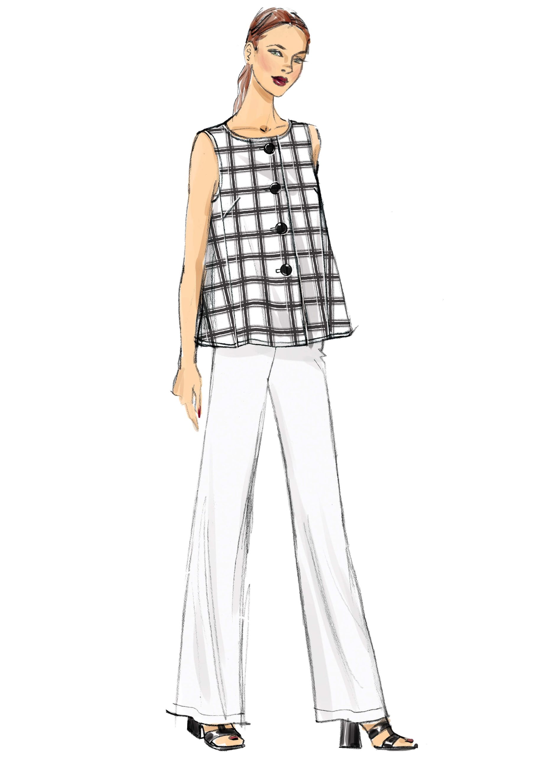 Vogue Patterns V9258 Misses' Sleeveless Tops with Pull-On Pants