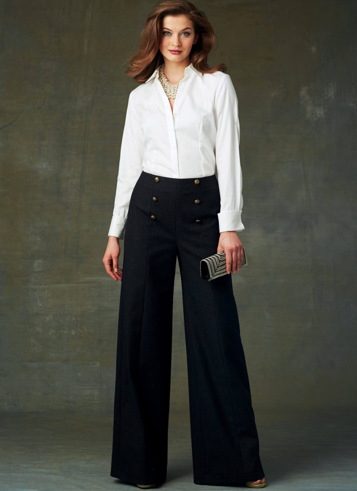 Vogue Patterns V9282 Misses' High-Waisted Pants with Button Detail
