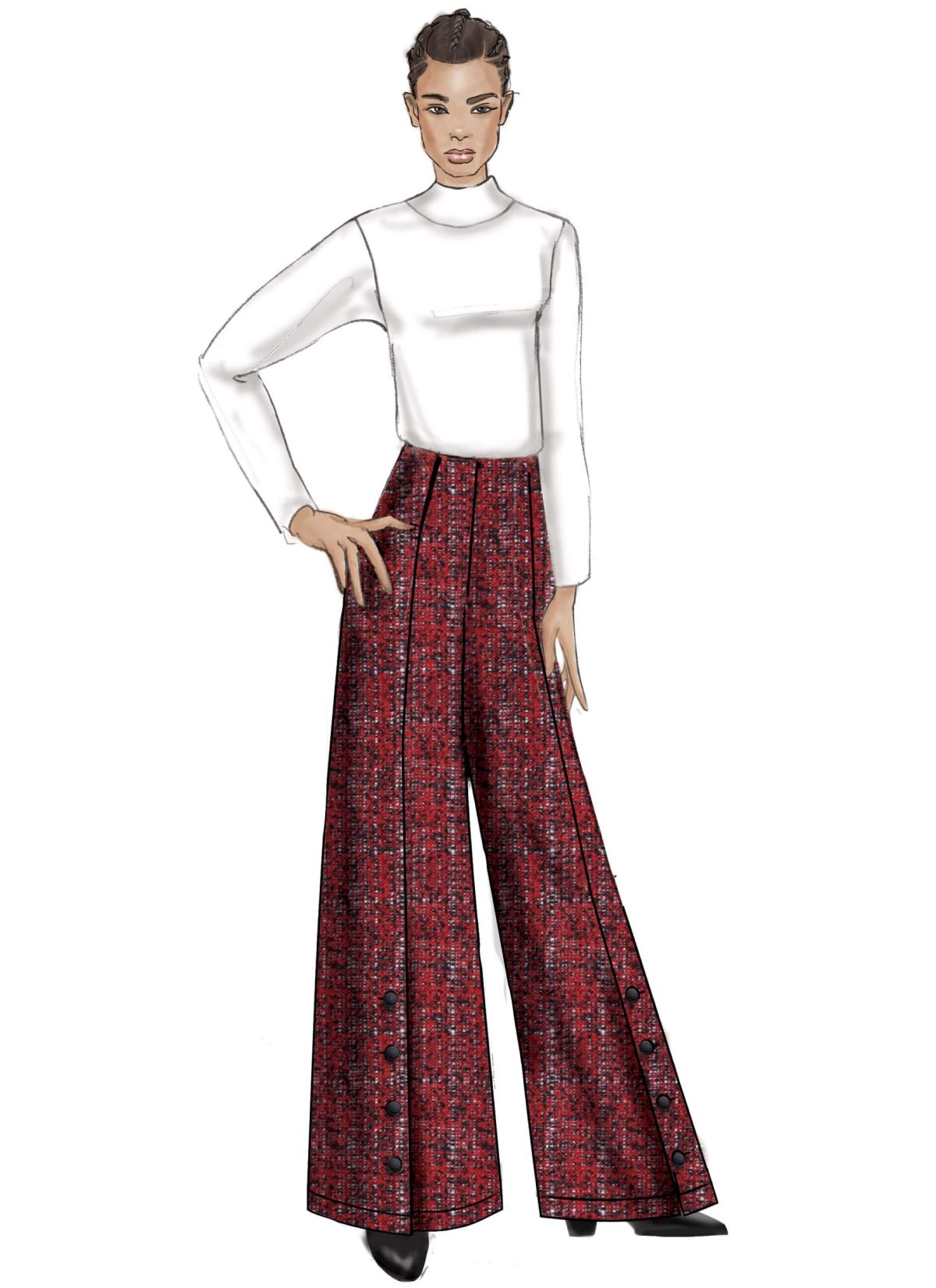 Vogue Patterns V9282 Misses' High-Waisted Pants with Button Detail