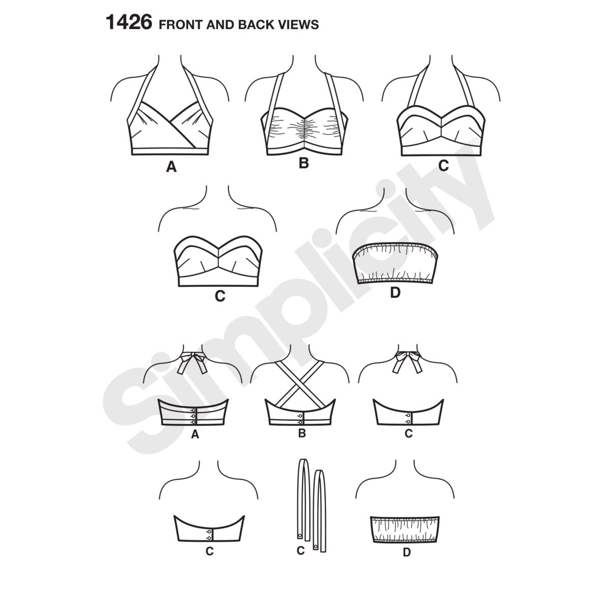 Simplicity Sewing Pattern 1426 Misses' Vintage 1950's Bra Tops