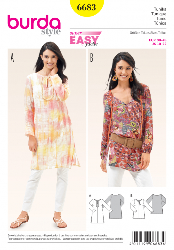 Burda B6683 Women's Tunic Sewing Pattern