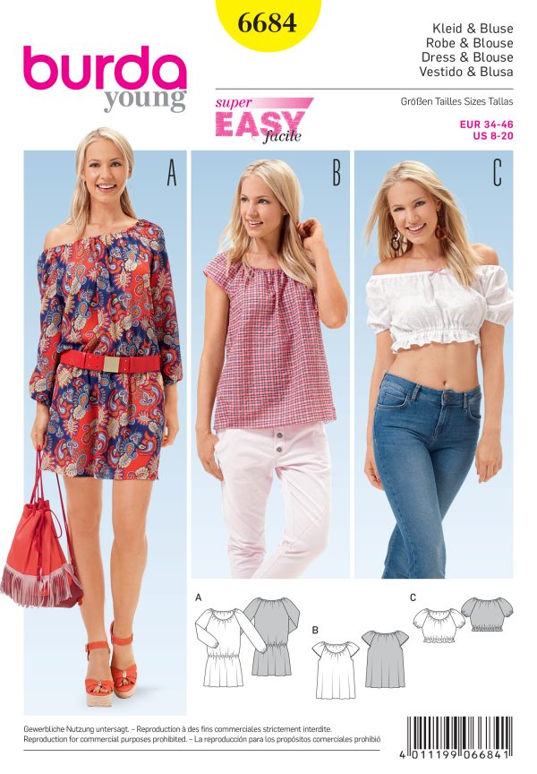 Burda B6684 Women's Dress & Blouse Sewing Pattern