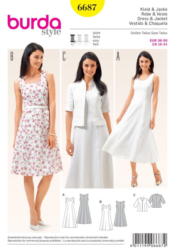 Burda B6687 Women's Dress & Jacket Sewing Pattern