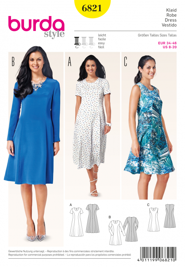 Burda B6821 Dresses Sewing Pattern