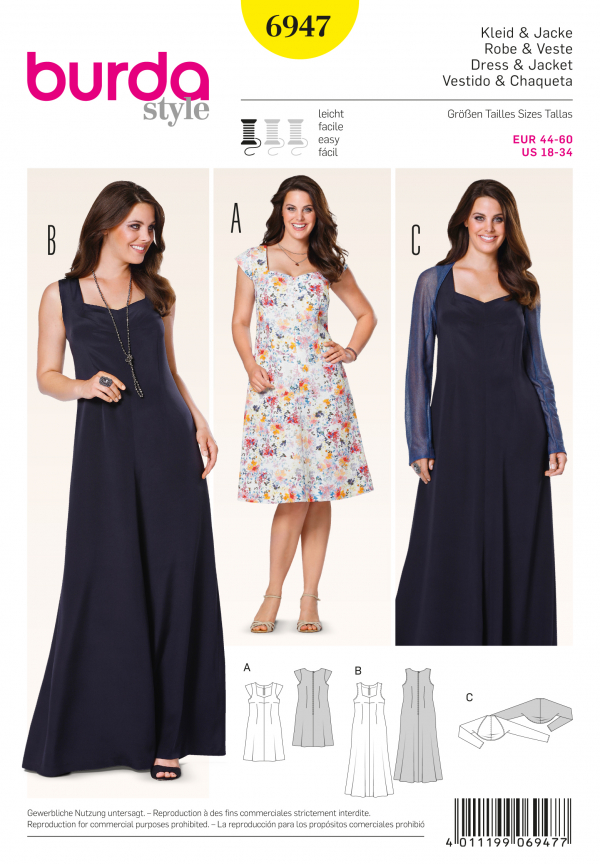 Burda B6947 Burda Style Plus to size 60 Sewing Pattern