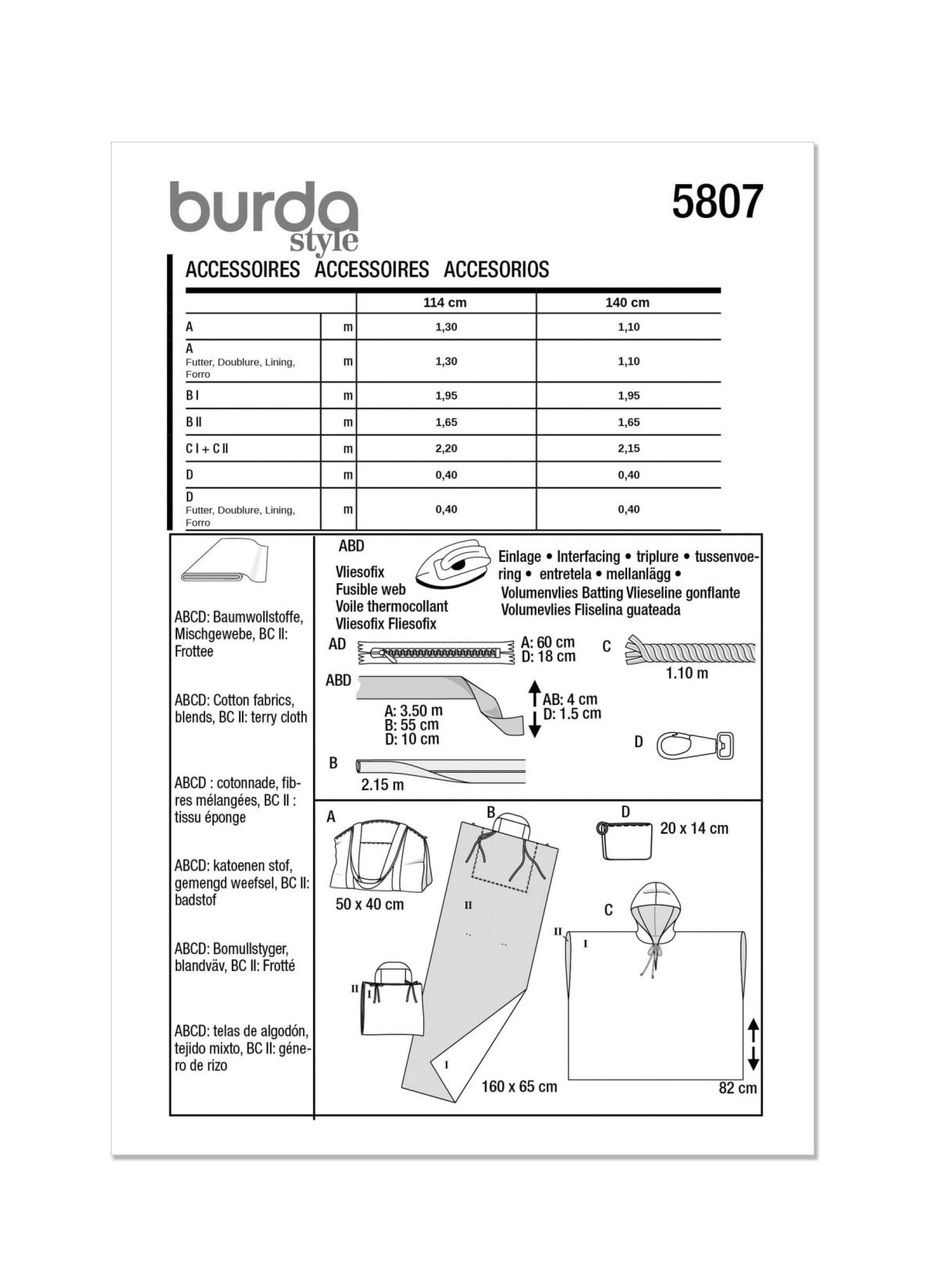 Burda Style Pattern 5807 Accessories