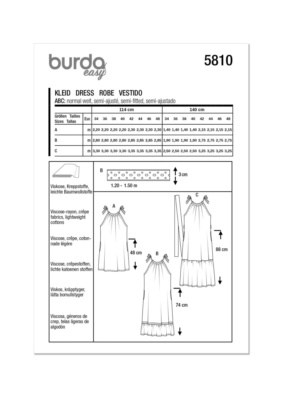 Burda Style Pattern 5810 Misses’ Dress