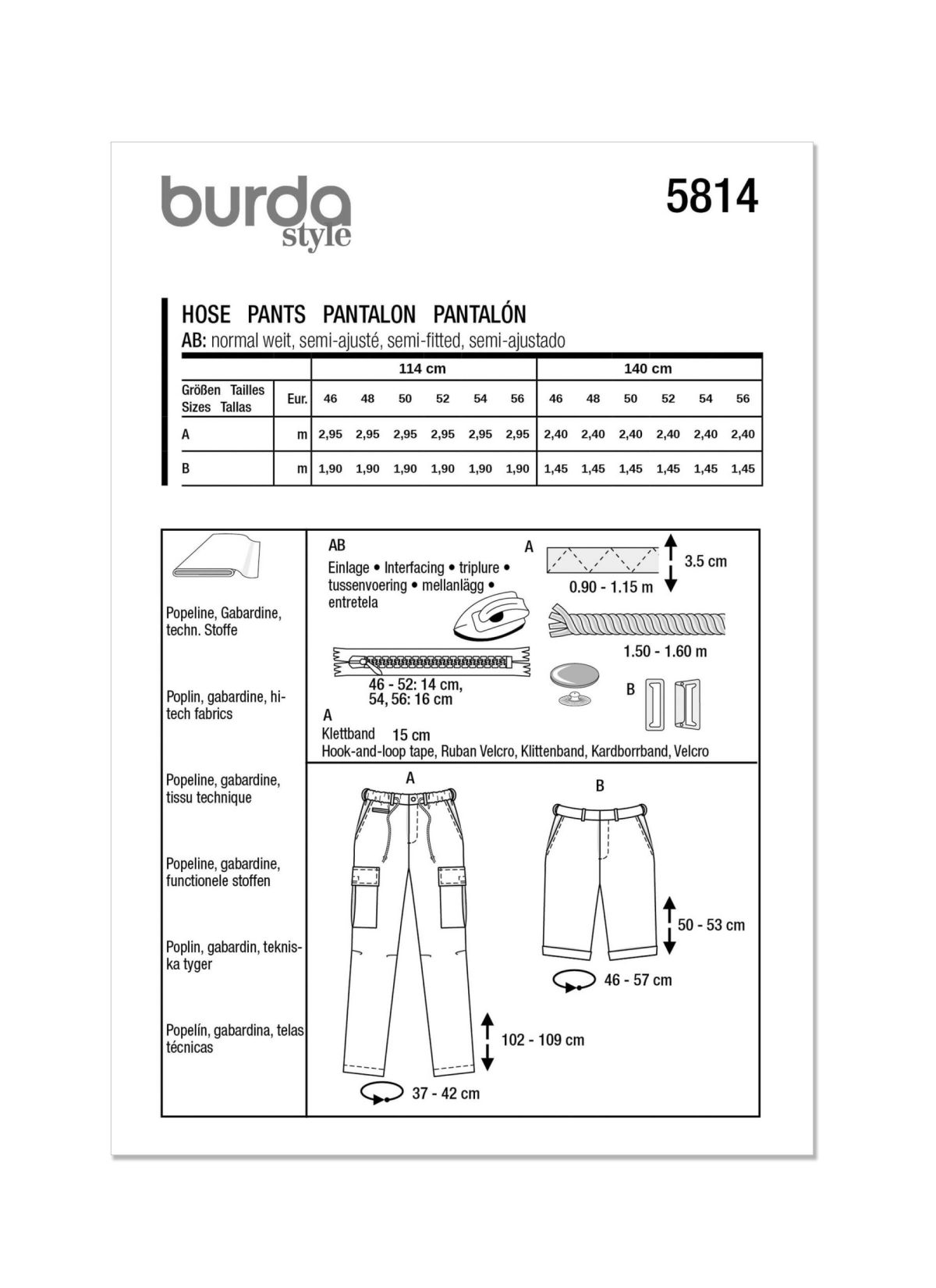 Burda Style Pattern 5814 Men’s Trousers and Shorts