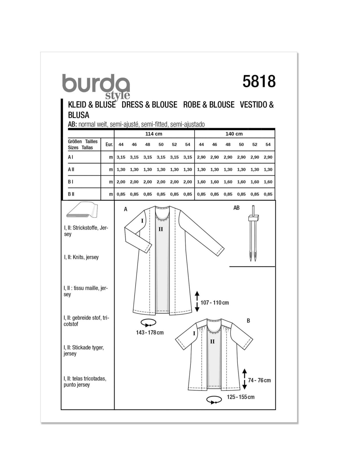 Burda Style Pattern 5818 Misses’ Dress & Top