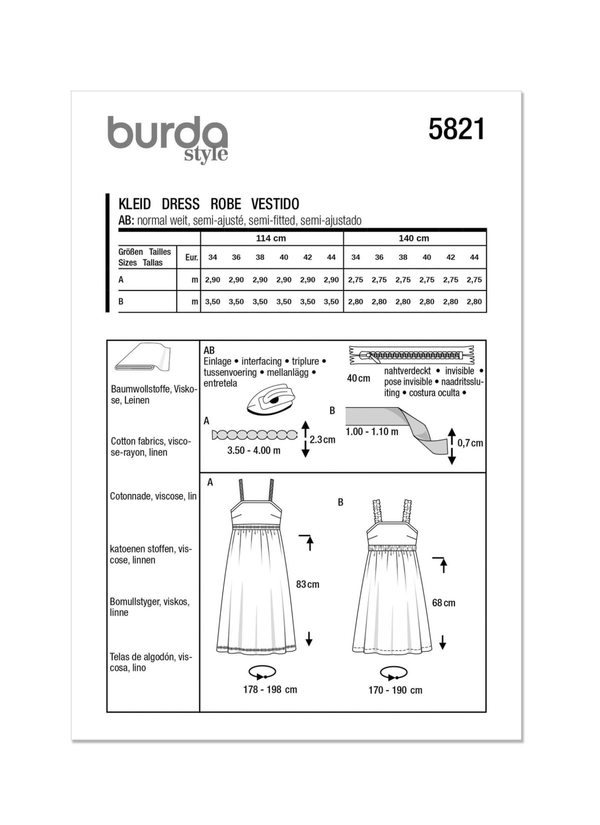 Burda Style Pattern 5821 Misses’ Dress