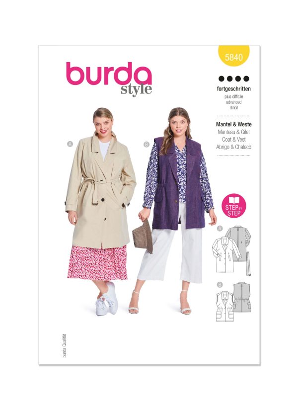 Burda Style Pattern 5840 Misses’ Coat & Gilet