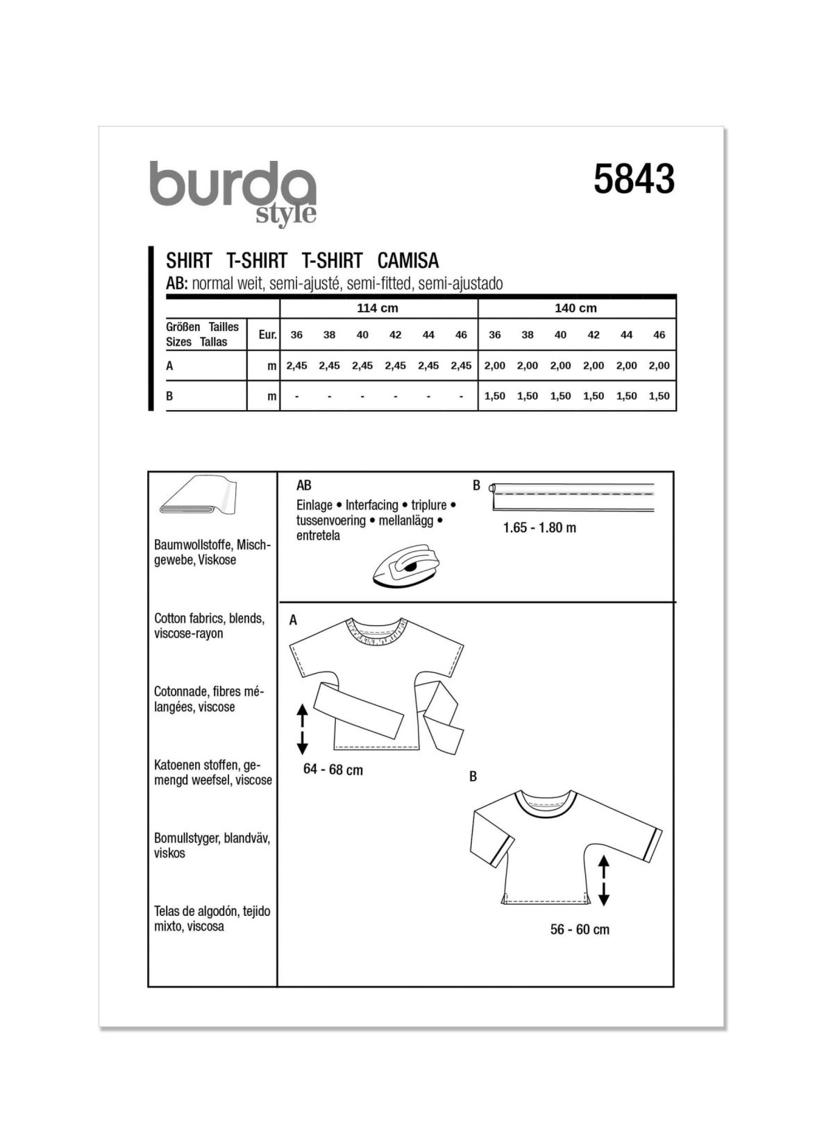Burda Style Pattern 5843 Misses’ Tops