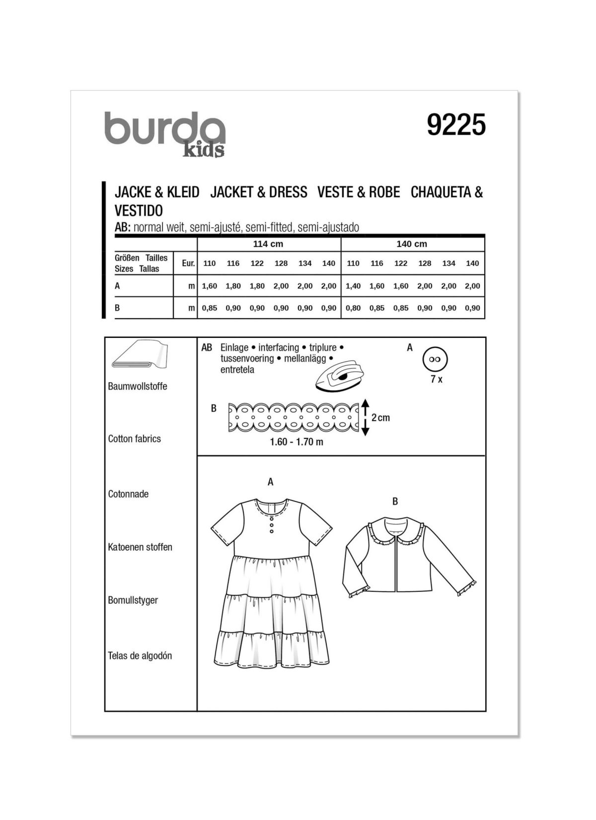 Burda Style Pattern 9225 Children’s Jacket & Dress