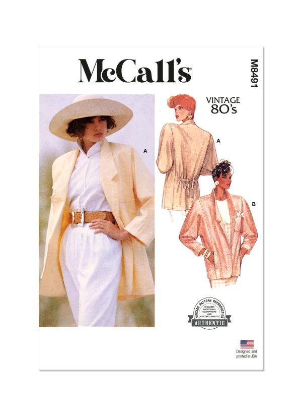 McCall's Sewing Pattern M8491 Misses' Unlined Jacket