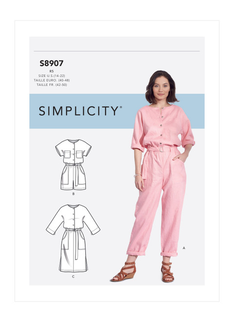 Simplicity Sewing Pattern S8907 Misses' Jumpsuit, Romper, Dresses, and Belt