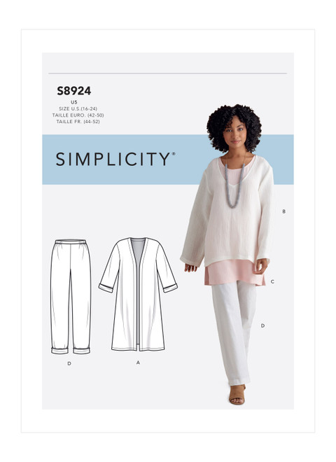Simplicity Sewing Pattern S8924 Misses' Jacket, Top, Tunic, and Pull-On Pants