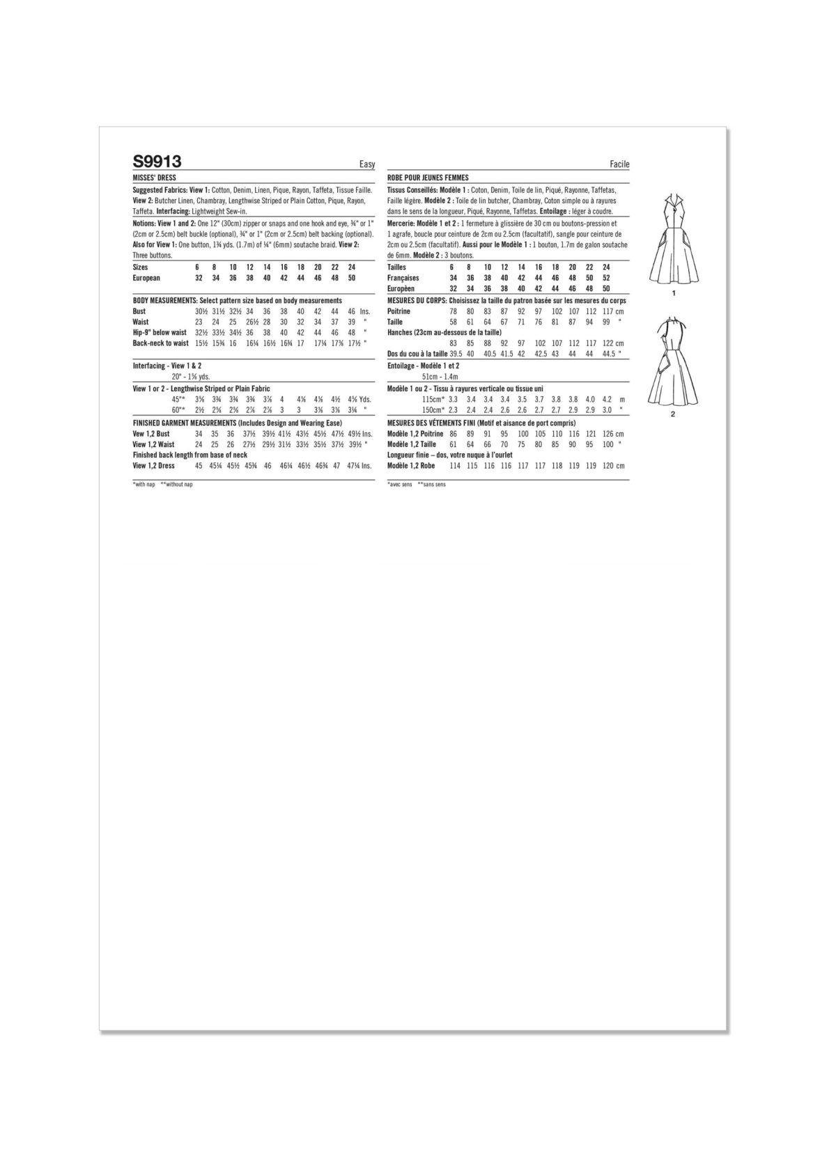 Simplicity Sewing Pattern S9913 Misses' Dress