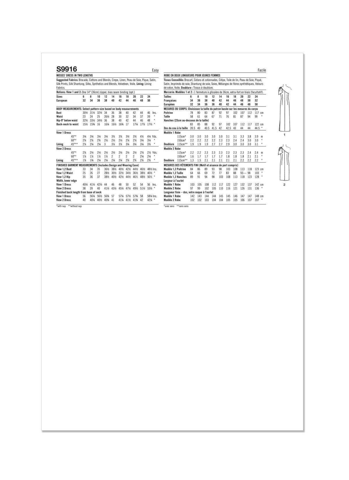 Simplicity Sewing Pattern S9916 Misses' Dress in Two Lengths