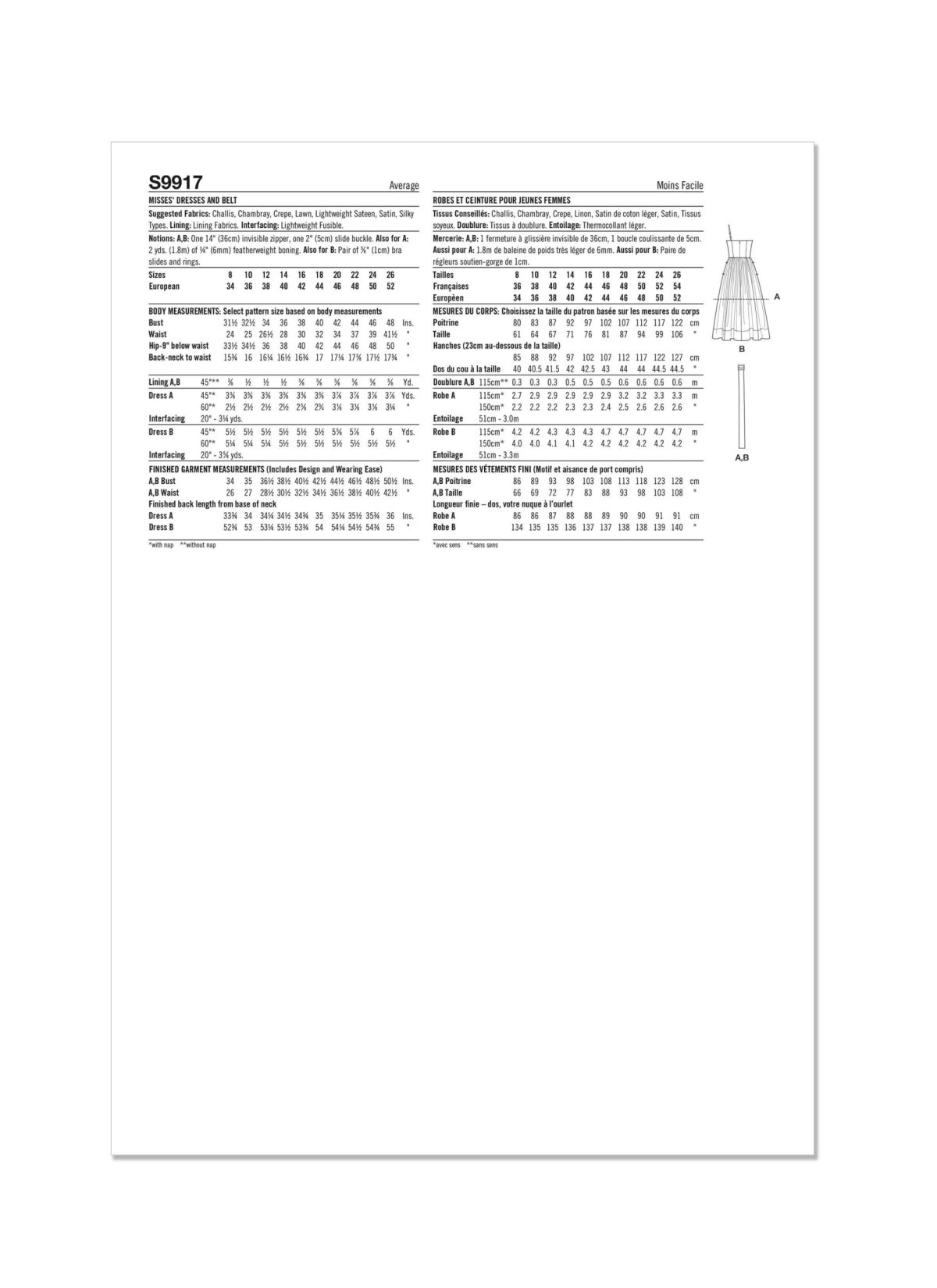 Simplicity Sewing Pattern S9917 Misses' Dresses and Belt by Mimi G Style