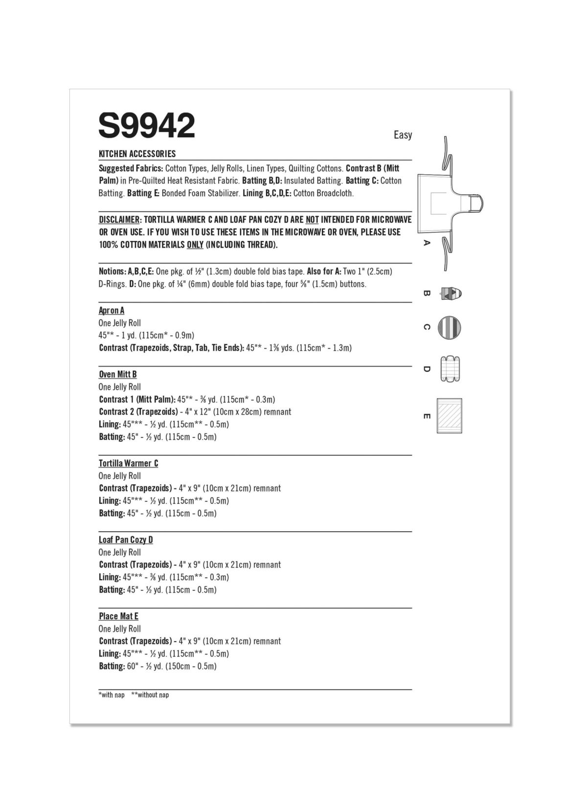 Simplicity Sewing Pattern S9942 Kitchen Accessories by Carla Reiss Design