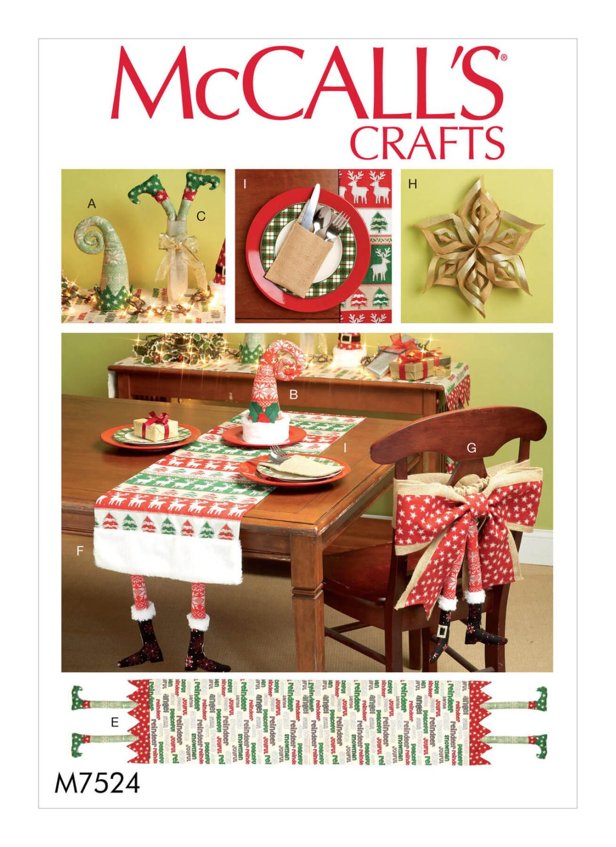 McCall's Sewing Pattern M7524 Christmas Table Runners and Decorations
