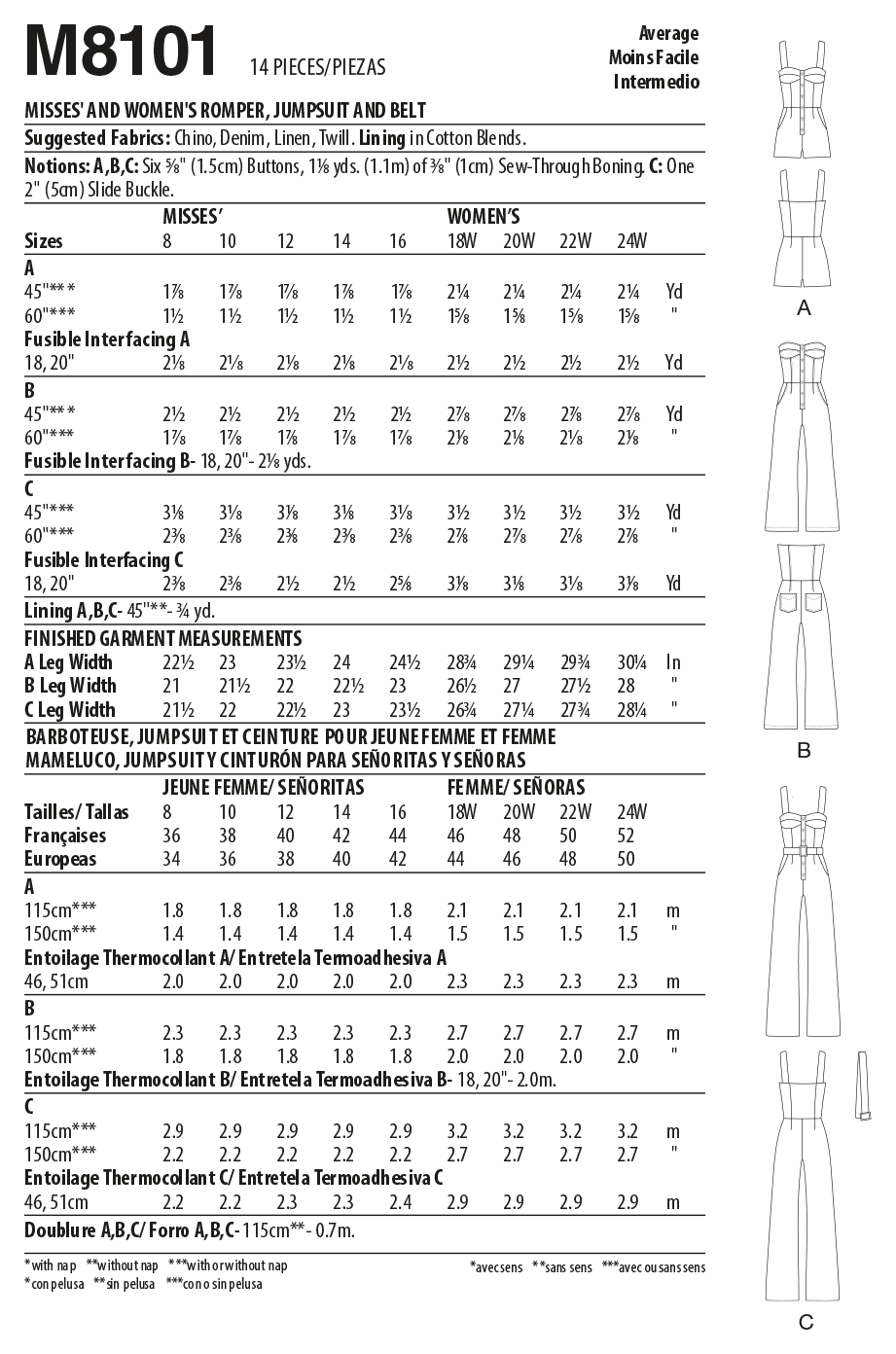 McCall's Sewing Pattern M8101 Misses'& Women's Jumpsuit or Playsuit #NatalaMcCalls