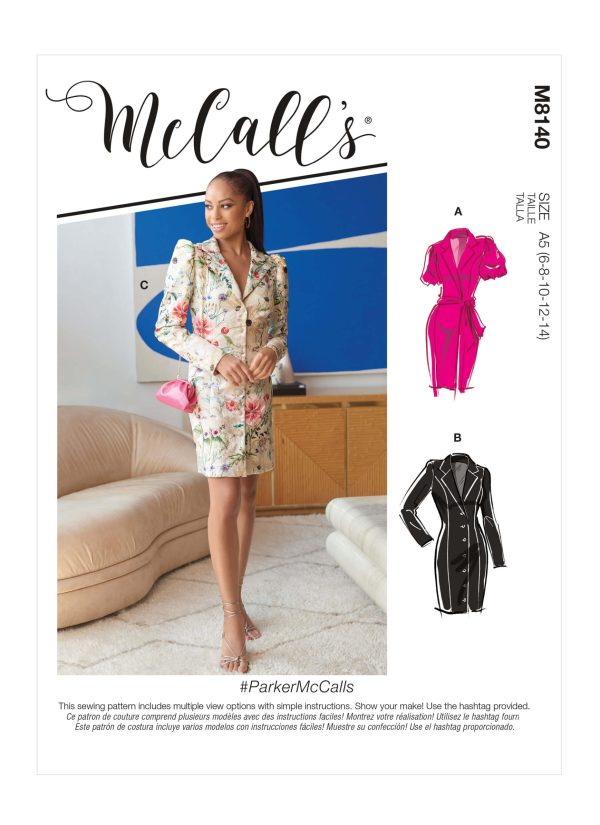 McCall's Sewing Pattern M8140 #ParkerMcCalls - Misses' Coat Dress