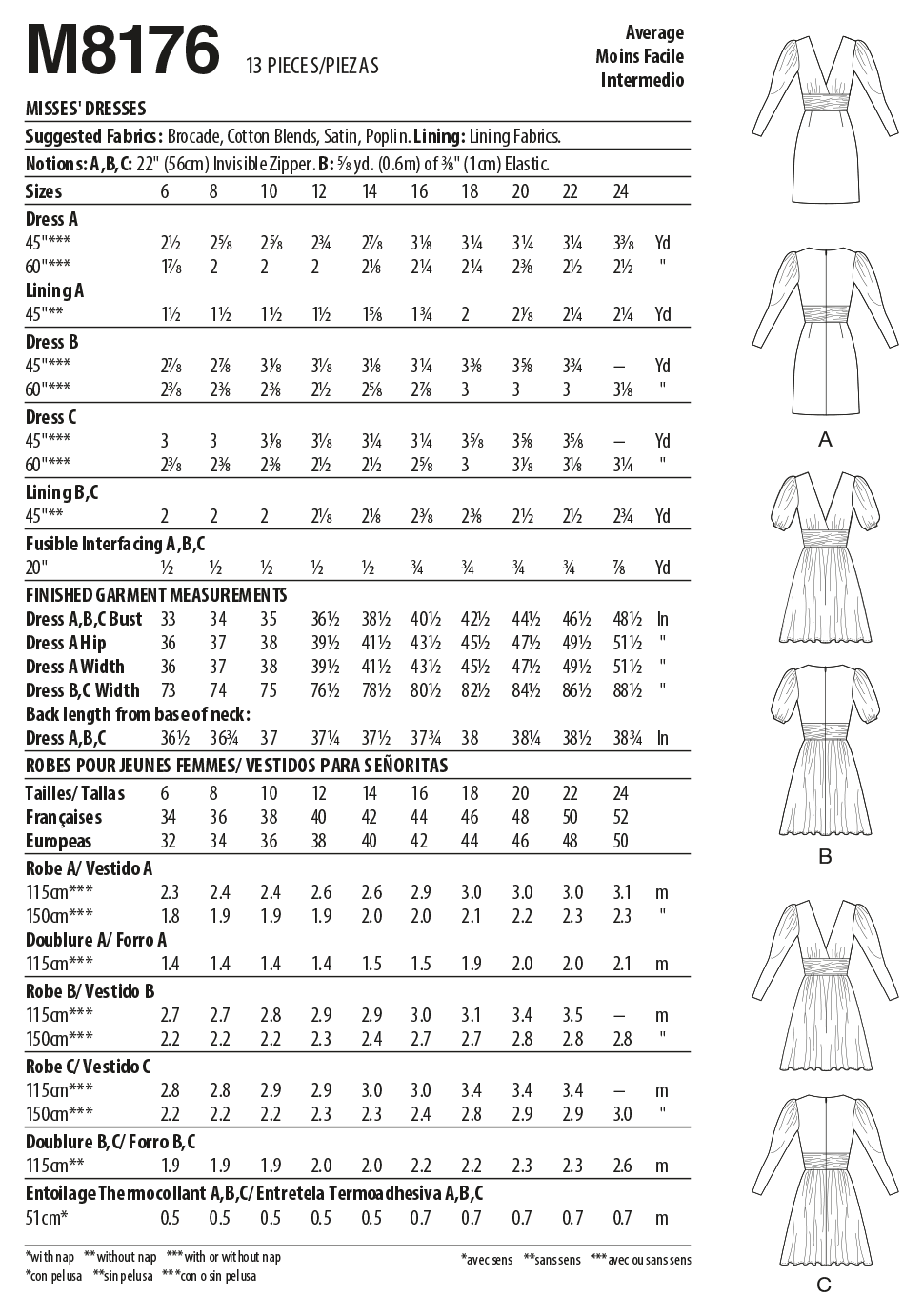 McCall's Sewing Pattern #JessicaMcCalls M8176 - Misses' Dresses