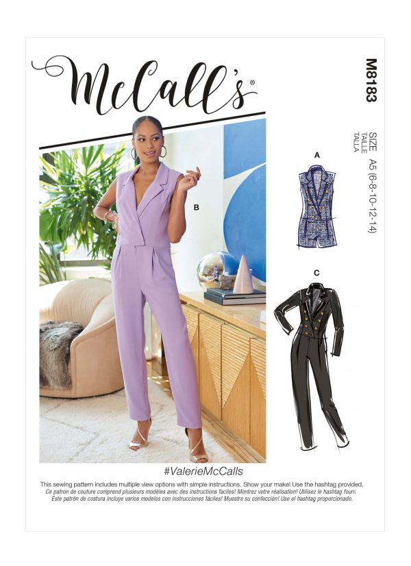 McCall's Sewing Pattern #ValerieMcCalls M8183 - Misses' Jumpsuits