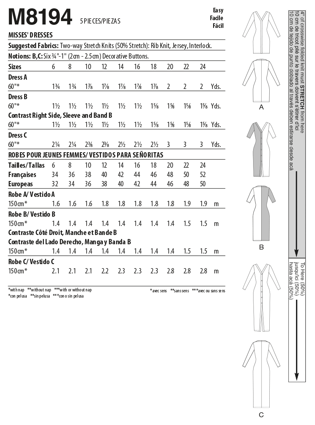 McCall's Sewing Pattern M8194 Misses' Dresses