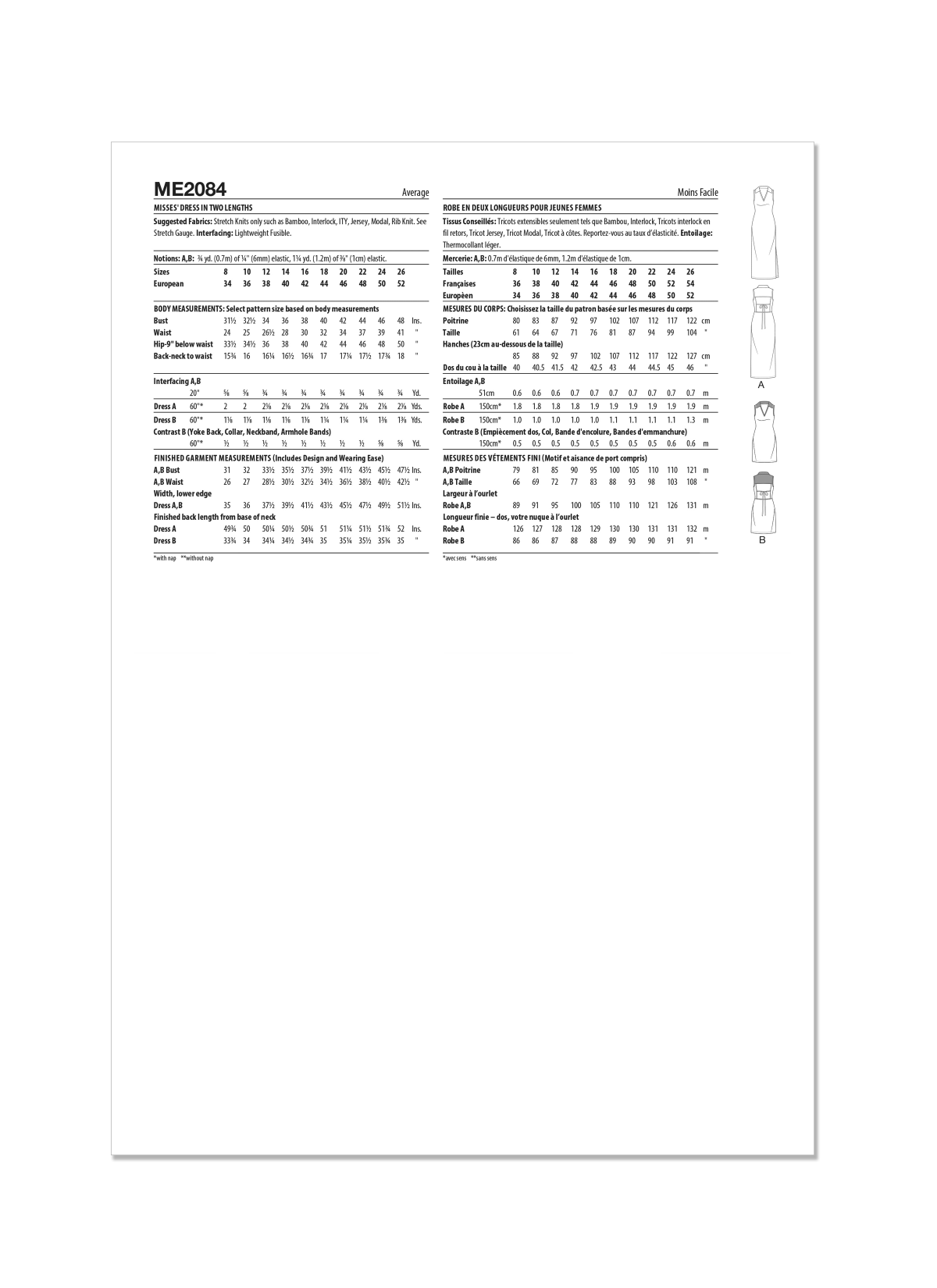 Know Me Sewing Pattern ME2084 Misses' Dress in Two Lengths by Duana M. Chandler