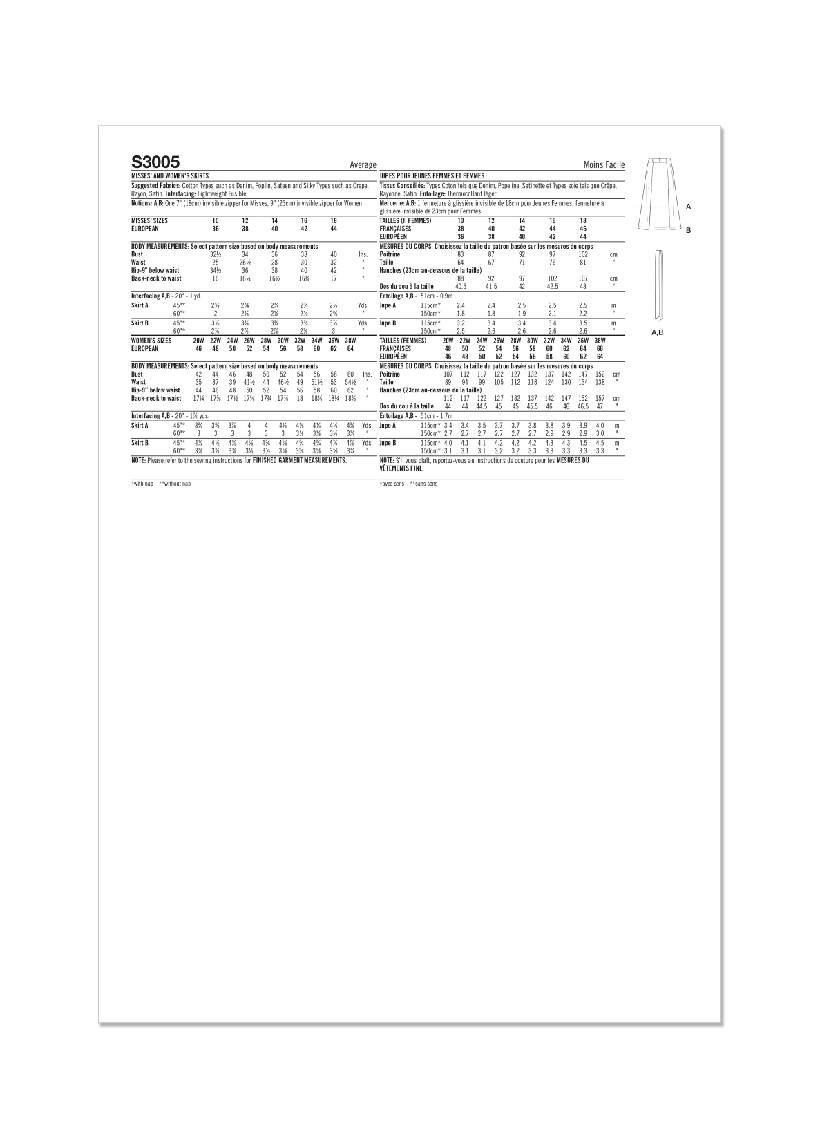 Simplicity Sewing Pattern S3005 Misses' and Women's Skirts