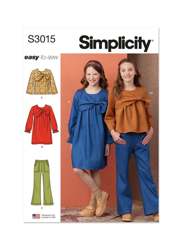 Simplicity Sewing Pattern S3015 Girls' Top, Dress and Pants