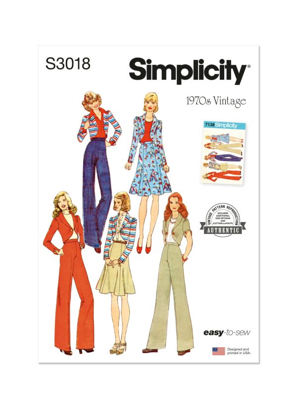 Simplicity Sewing Pattern S3018 Misses' Pants, Skirt and Jacket