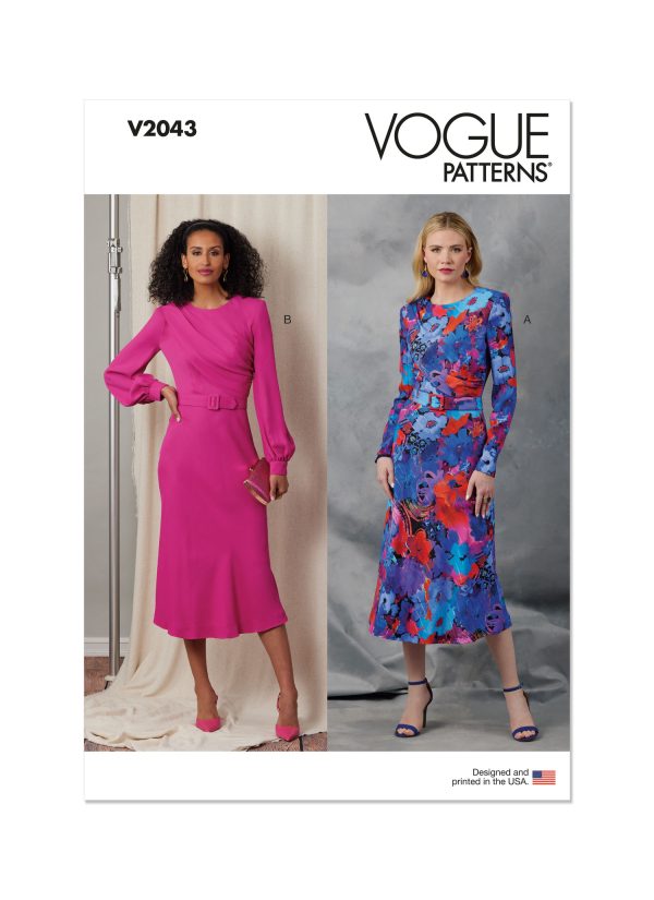 Vogue Sewing Pattern V2043 Misses' Dresses and Belt