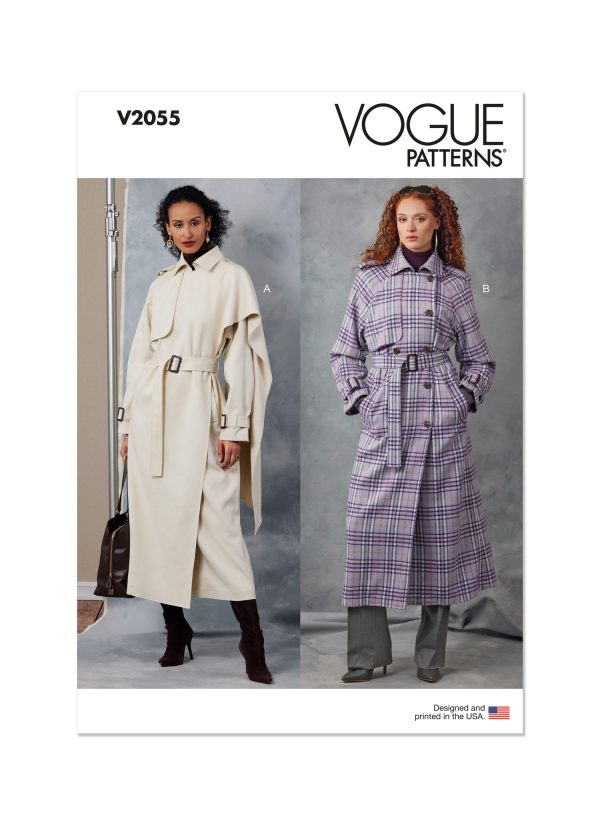 Vogue Sewing Pattern V2055 Misses' Trench Coats and Belt
