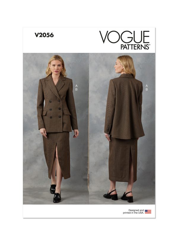 Vogue Sewing Pattern V2056 Misses' Jacket and Skirt