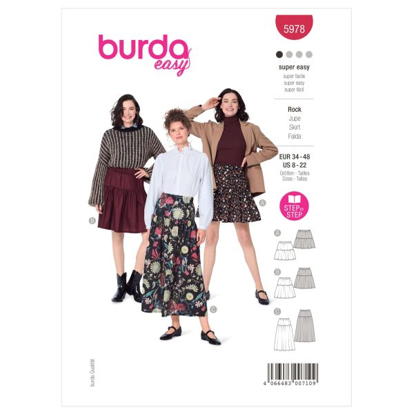 Burda Style Pattern B5978 Misses' Tiered Skirts