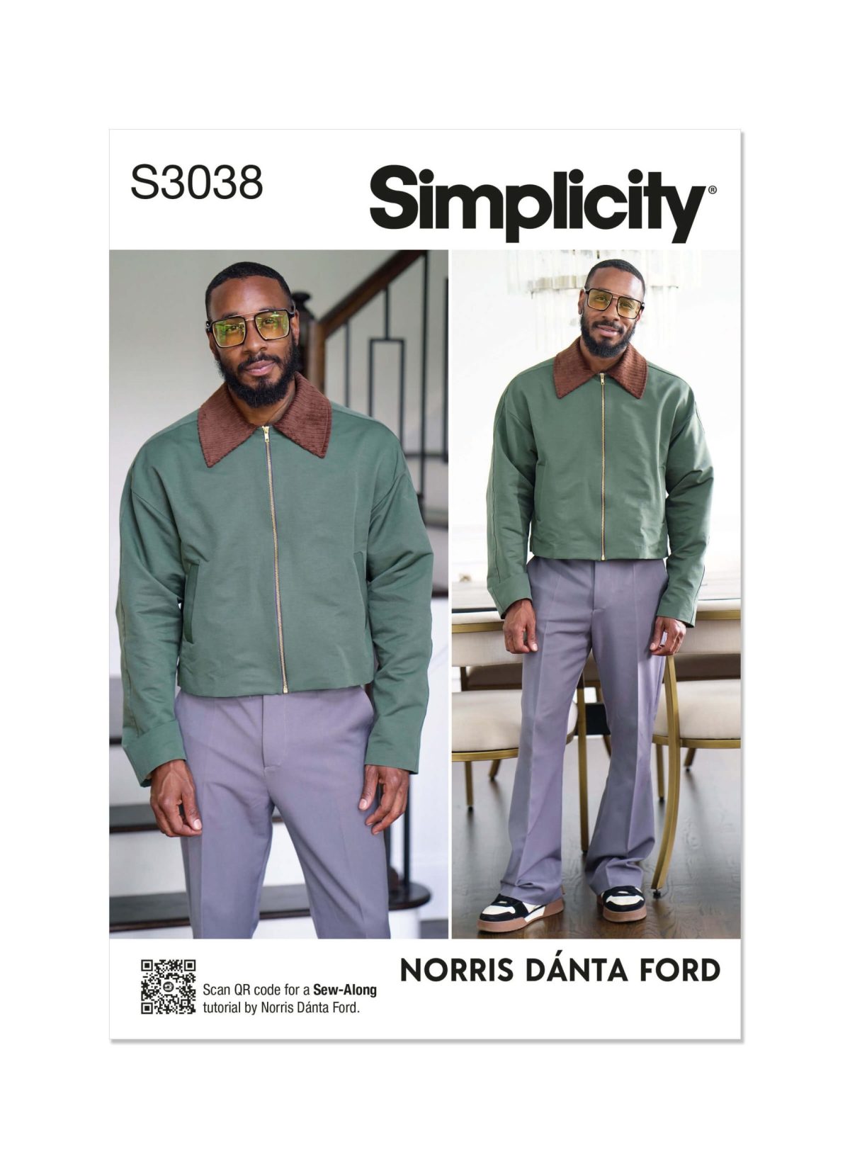 Simplicity Sewing Pattern S3038 Men's Jacket by Norris Dánta Ford